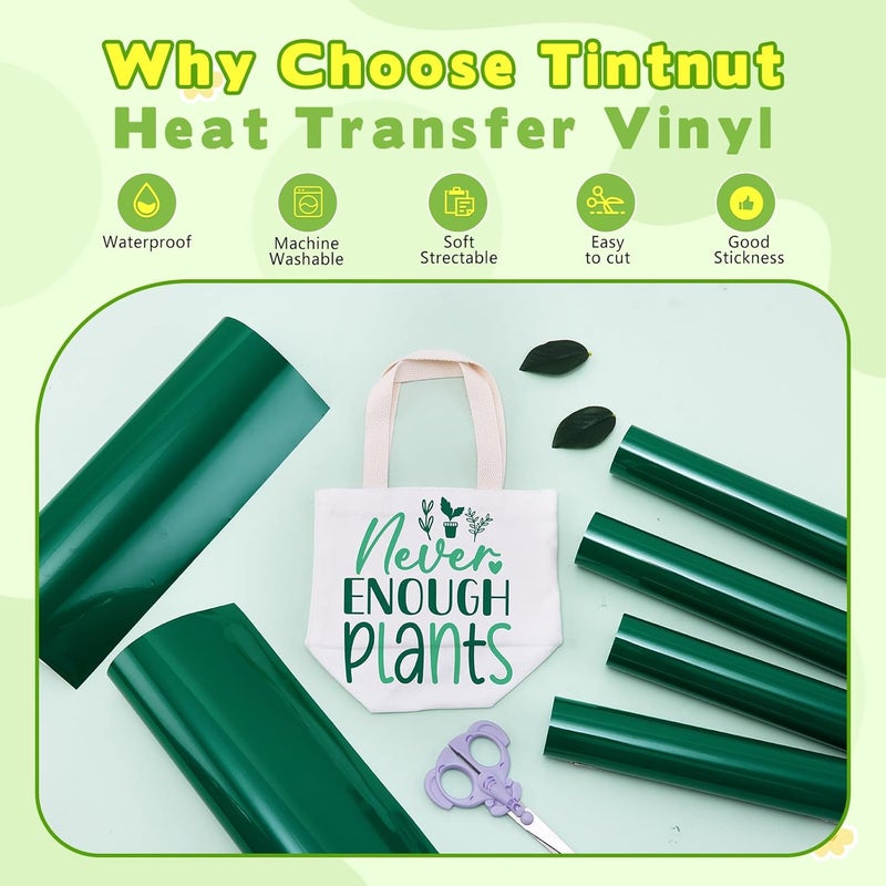 Tintnut Green HTV Heat Transfer Vinyl - 6 Sheets 12" x 10" Torquoise Green Heat Transfer Vinyl HTV Iron on Vinyl for T-Shirts Compatible with Cricut/Silhouette Cameo - Image 3